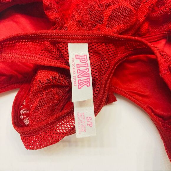 Victoria's Secret Pink Lace Bralette Bra Racerback Unlined Size Small Red - Picture 8 of 10